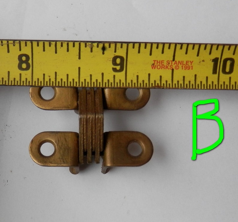 vintage invisible hinges brass plated 3 different sizes and round soss