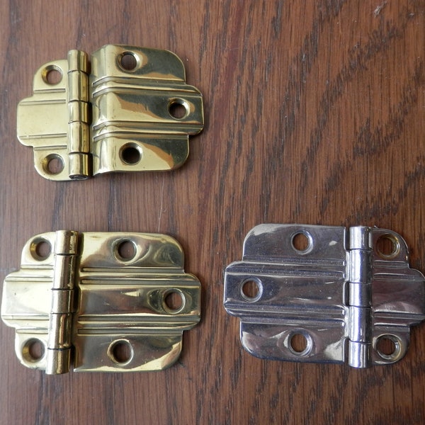 art deco styled flush and 3/8" offset hinges polished brass, polished nickel, brushed nickel, antique brass, oil rubbed bronze