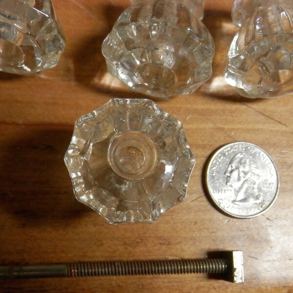 8 antique 1 1/4" fluted glass knob with bolt originals vintage