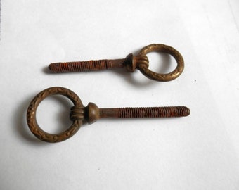 pair (2) antique original brass mirror bolts vintage