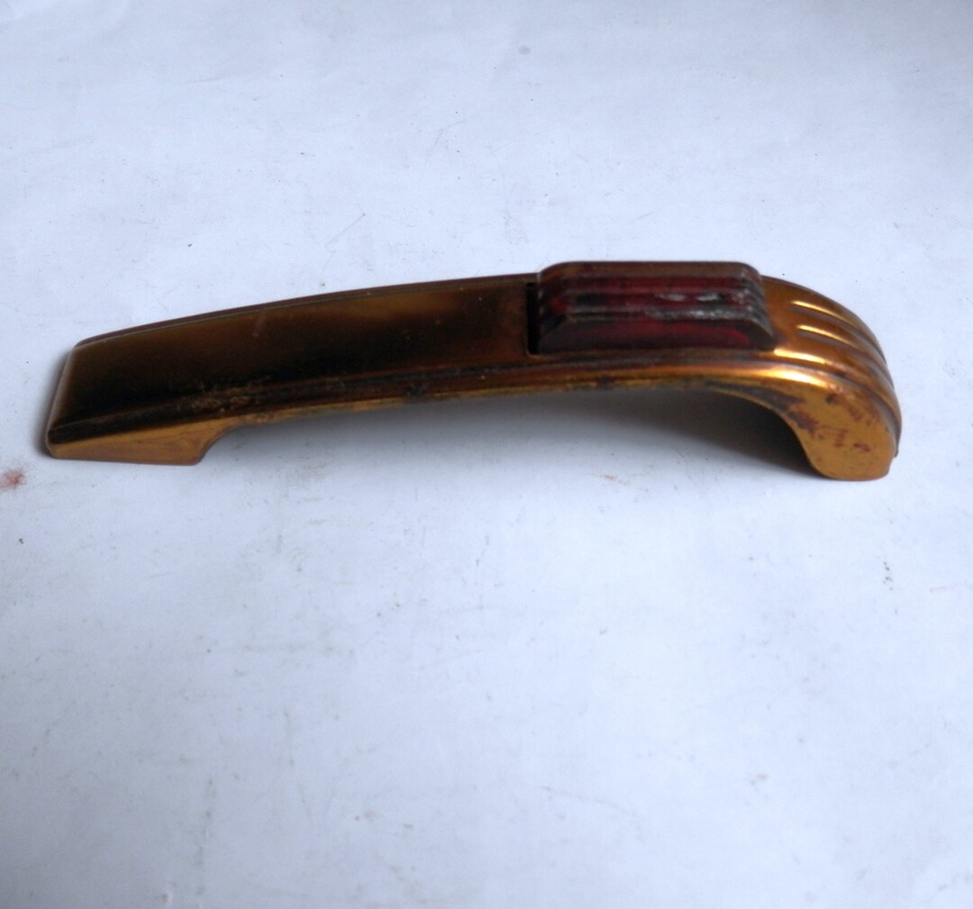 One (1) Antique Art Deco Brass Drawer Pull With Bakelite Pc 32 3/4 ...