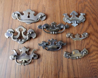 Choice One (1) vintage antique brass drawer pull different patterns  and sizes