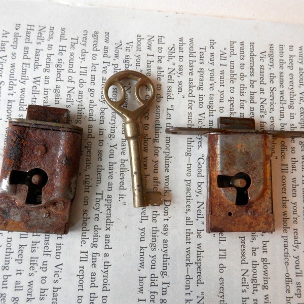 Choice one (1) antique full mortise lock and key, vintage