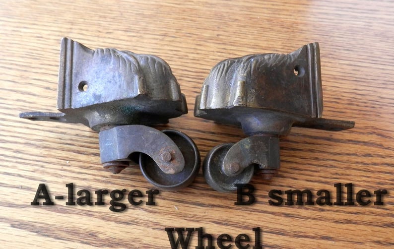 Antique cast brass 4 toed table leg end with caster vintage Etsy