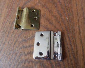 fold over hoosier style cabinet hinge 3/8" offset polished brass or nickel