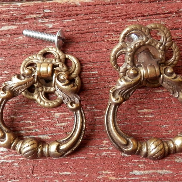 pair of nice quality cast brass ring pulls