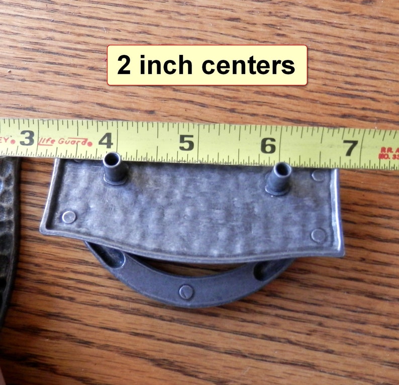 Arts and Crafts or Mission style horizontal and vertical matching pulls antique copper and pewter finish