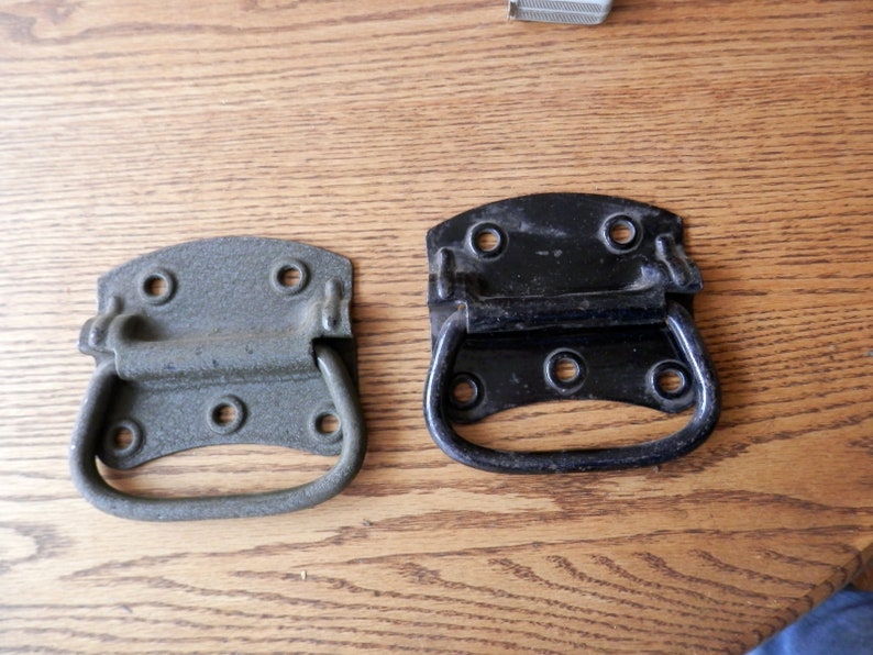 Pair Of Vintage Heavy Duty Iron Tool Box Handles Trunk Crafts Woodworking