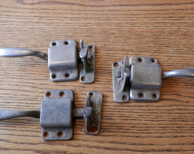 Set of 3 2 & 1 Antique Ice Box Latch and Matching Catches 1/2 Offset