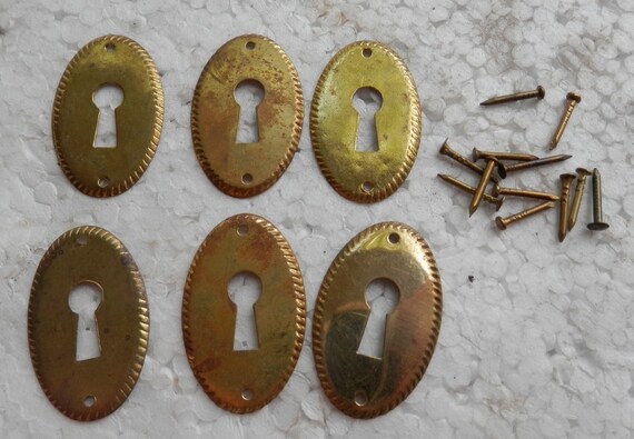 Group of 6 Solid Brass Key Hole Covers Horizontal and Vertical | Etsy