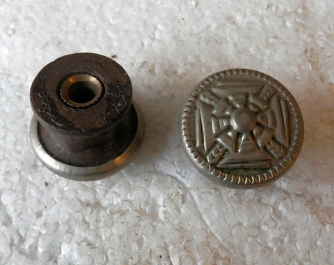 One 1 Antique Radio Knob Wood and Metal, Vintage Etsy