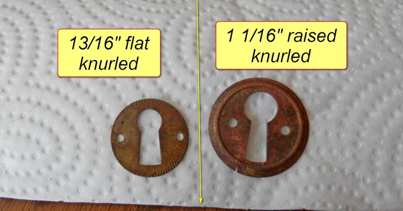 1 1516 brass or nickle vintage originals plain or knurled edge key hole escutcheons antique 34 1316 1 116 78