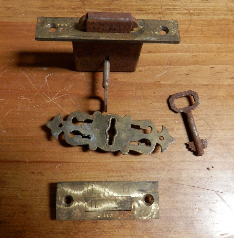 1 antique Eagle lock co roll top desk lock with 2 keys Etsy