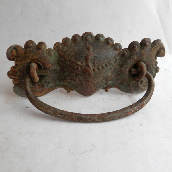 antique stamped brass drawer pull 3 inch centers vintage