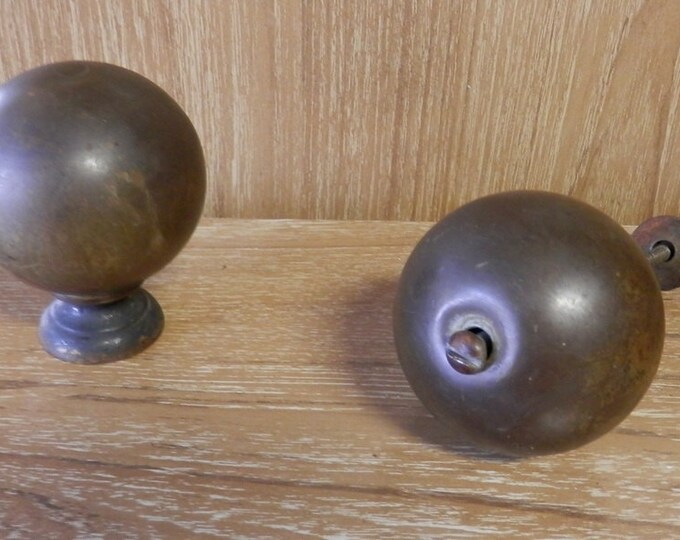 Pair of Large 3 Inch Vintage Brass Balls Steam Punk, Mixed Media