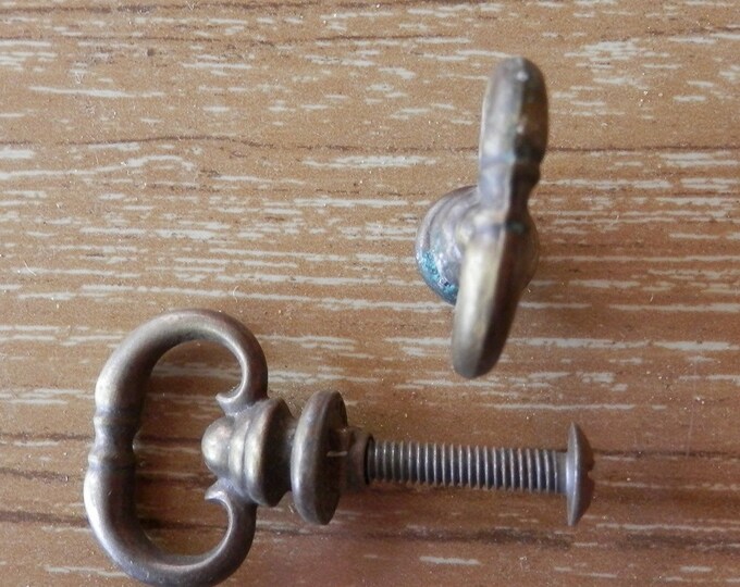 1 Mock Key Pull Knob Vintage Antique Brass Etsy