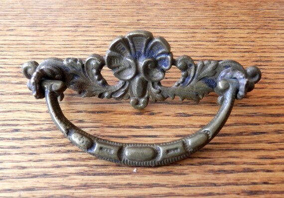 Antique Cast Brass Drawer Pull 3 Inch Centers Etsy