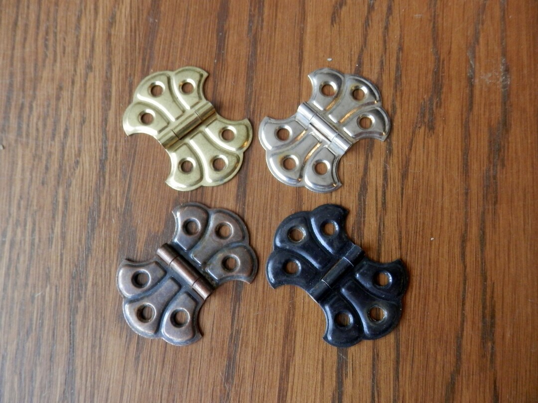 BUTTERFLY ORNATE FANCY HINGE EB BRASS PLATED 40 WITH SCREWS (2 Pairs - View #7