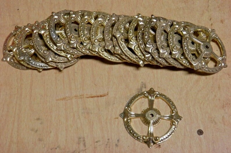 brass vintage large rosette for behind a furniture knob 1 vintage one