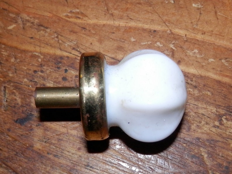 1 Inch White Glass Knobs With Brass Bases Etsy