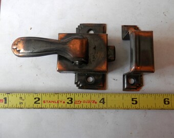 One (1) good NOS japanned offset cupboard latch and catch