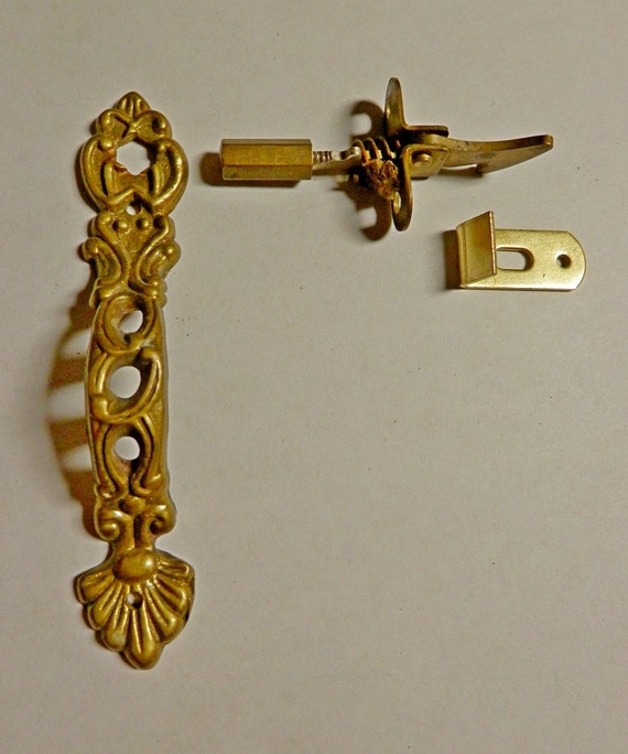 Cast Brass China Door Pull Latch Push Button Release Latch Etsy