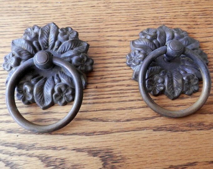 Pair of Large Ring Pulls Antique Vintage Etsy
