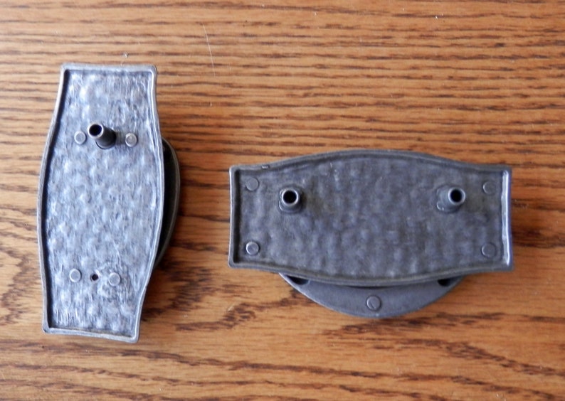 Arts and Crafts or Mission style horizontal and vertical matching pulls antique copper and pewter finish