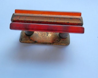 one(1) antique bakelite and brass drawer pull art deco 1 3/8" centers vintage