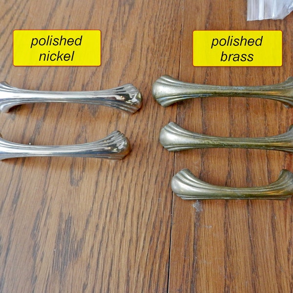 choice size and finish art deco styled handles solid polished brass or polished nickle 3", 4" & 4 1/2" centers