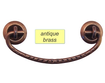 3 inch centers wrought brass bail pulls  antique & polished brass