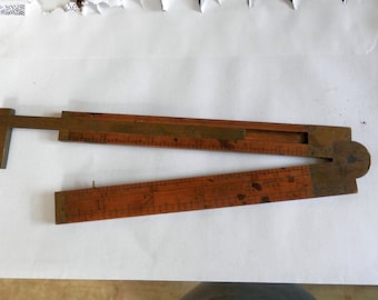 Stanley folding wooden ruler #36 1/2 with caliper antique vintage