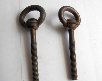 pair (2) cast iron mirror bolts vintage