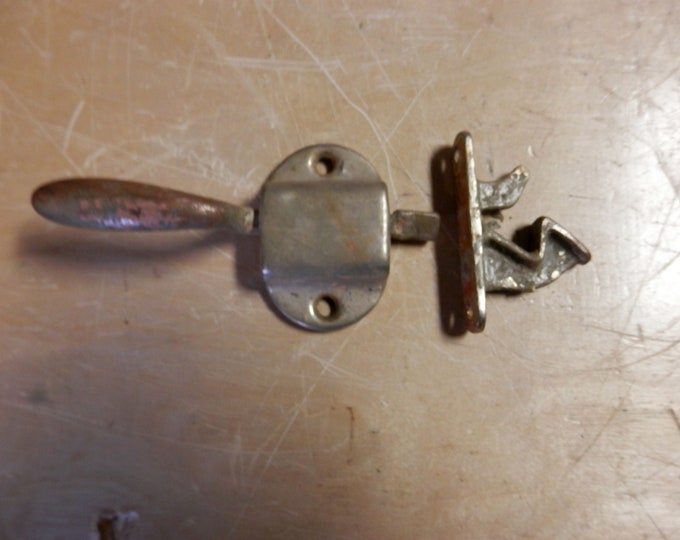 Antique Ice Box Latch and Catch, Original Vintage Left Hand Hinges