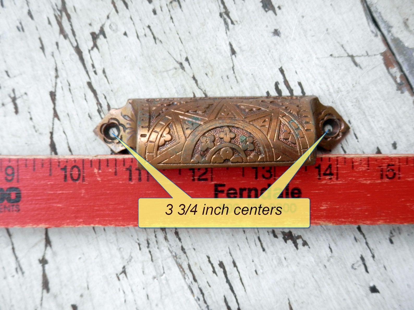 One Antique Cast Brass Bin Pull Sun Pattern 3 3/4 Etsy