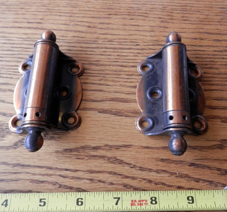 Pair 2 Antique Copper Screen Door Hinges Architectural Etsy