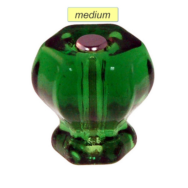 forest green hexagon glass knob with bolt thru the centers available in 3 sizes