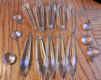 Group of antique prism parts vintage