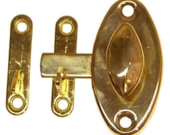 polished brass or polished nickel oval Hoosier style latch with 2 catches