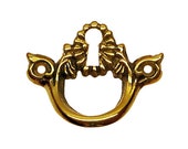 solid cast brass drop front desk pull with keyhole or escutcheon