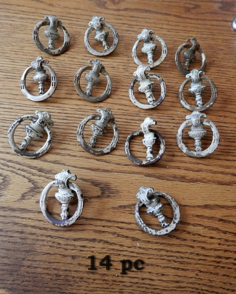14 Matching Antique Ring Pulls Vintage Originals Etsy