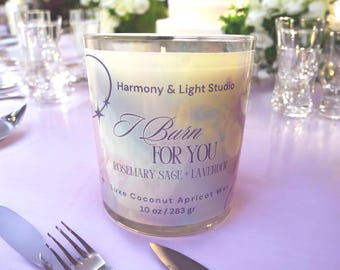 Rosemary Sage Lavender Candle: Coconut Apricot Wax, Calming Scent