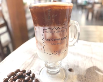 Custom Iced Coffee Latte Candle: handgemaakte sojawas coffeeshopgeur - 6oz