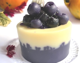 Blueberry Cupcake Pillar Candle: Lemon Crumble Scented CocoSoy Wax