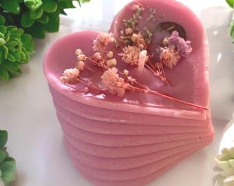 Handcrafted Heart Candle: Coconut Soy Wax with Jasmine & Rose