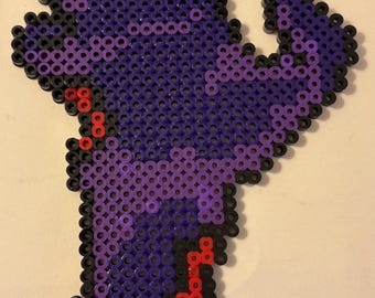 Zombie Hand Purple Horror Undead Walking Dead Inspired Perler Bead Pixel Art Handmade Crafted Fused 9&quot;x5.25&quot;