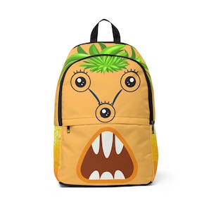 Fun Pineapple Monster Backpack, Cute School Bag for Kids, Trendy Travel Backpack, Unique Gift Idea, Funny Print Bag, Unisex Fabric Backpack