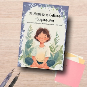 Illustrated Self-Care eBook | 30-Day Mindfulness & Self-Improvement Journal | Digital Download PDF | Instant Download