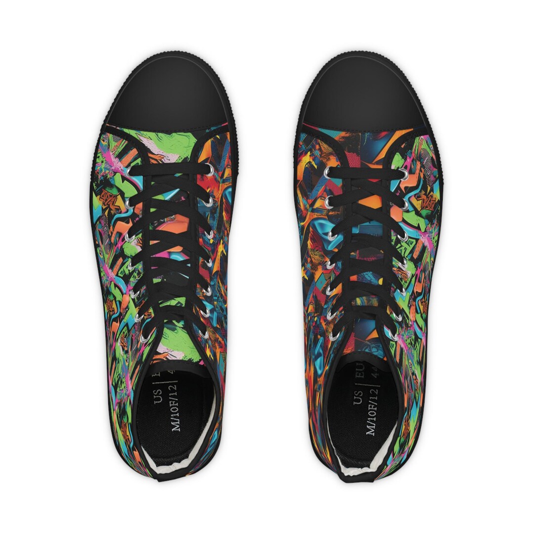 Graffiti Geometric Print Women's High Top Shoes