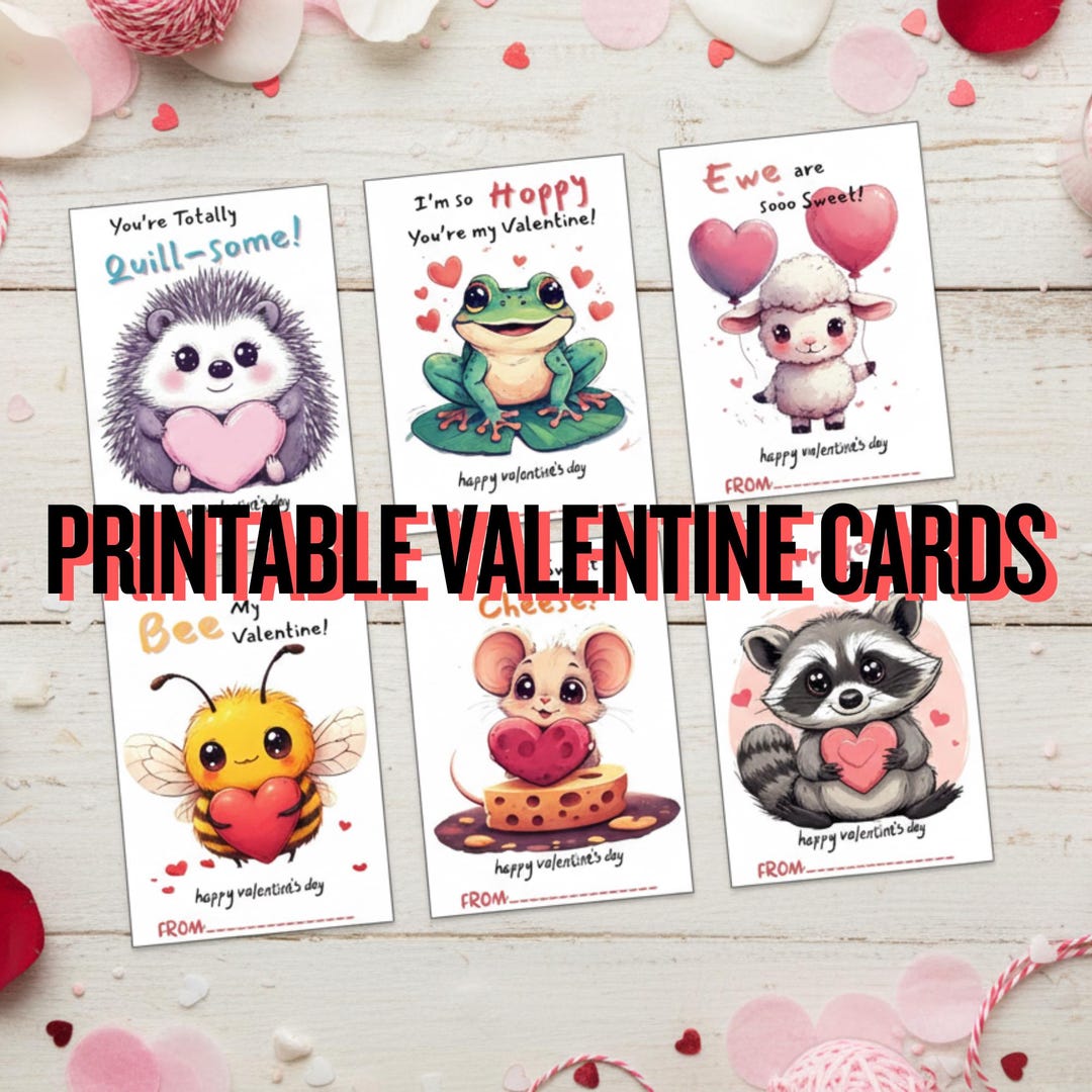 24 Animal Valentine Cards for Kids Printable | Cute Classroom ...